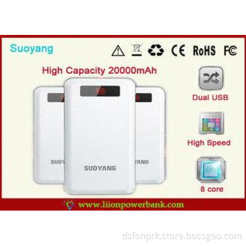 8 core CPU Dual USB Port External Power Pack With 20000mAh